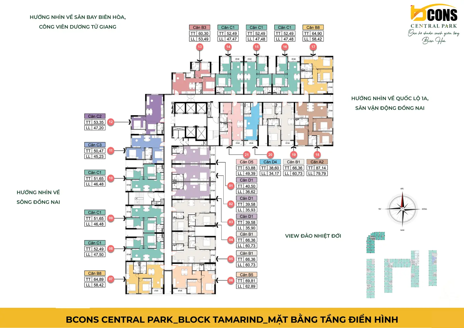 Mặt bằng tầng điển hình tháp Tamarind Bcons Central Park